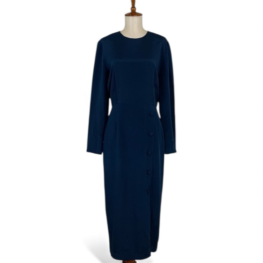 Vintage 90s Silk Blue Dress Women’s 6